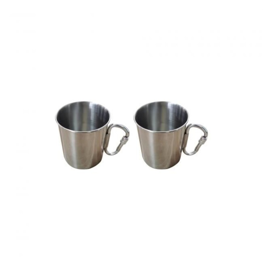 The & Cafe Ardtime Mugs | Lot De 2 Mugs En Inox 00E0 Anse Repliable Mousqueton, Glamping